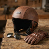 Vintage Leather Motorcycle Helmet – German Style (DOT) – American Legend Rider