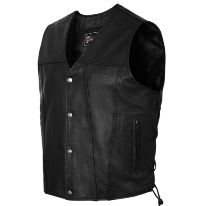 Vance Leather Gambler Style Premium Cowhide Leather Vest