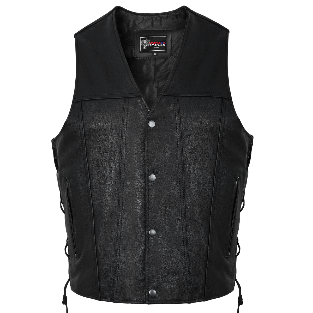 Vance Leather Gambler Style Premium Cowhide Leather Vest