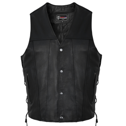 Vance Leather Gambler Style Premium Cowhide Leather Vest