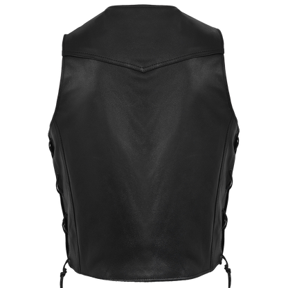 Vance Leather Gambler Style Premium Cowhide Leather Vest