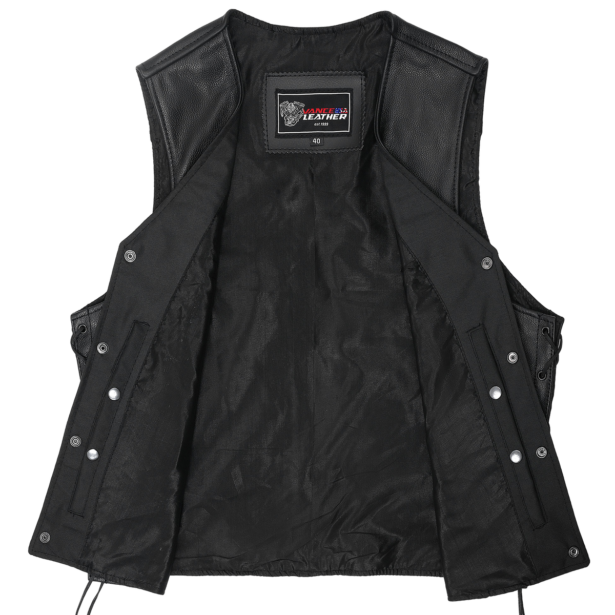 Vance Leather Gambler Style Premium Cowhide Leather Vest