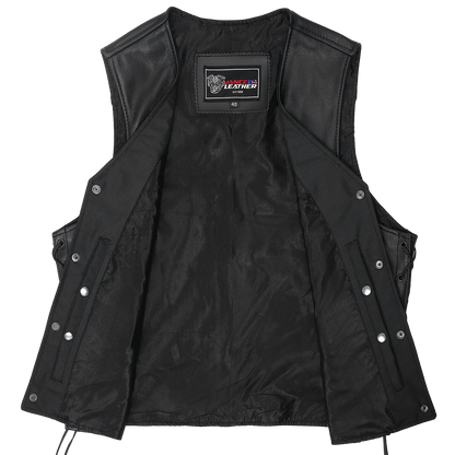 Vance Leather Gambler Style Premium Cowhide Leather Vest