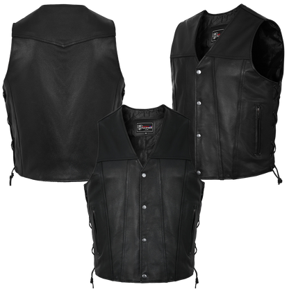 Vance Leather Gambler Style Premium Cowhide Leather Vest