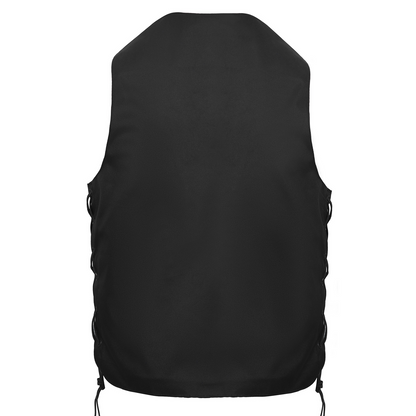 Men's Premium Black Textile Motorcycle 10 Pocket Vest with Dual Conceal Carry Pockets - Perfect for Every Biker Versatile & Durable