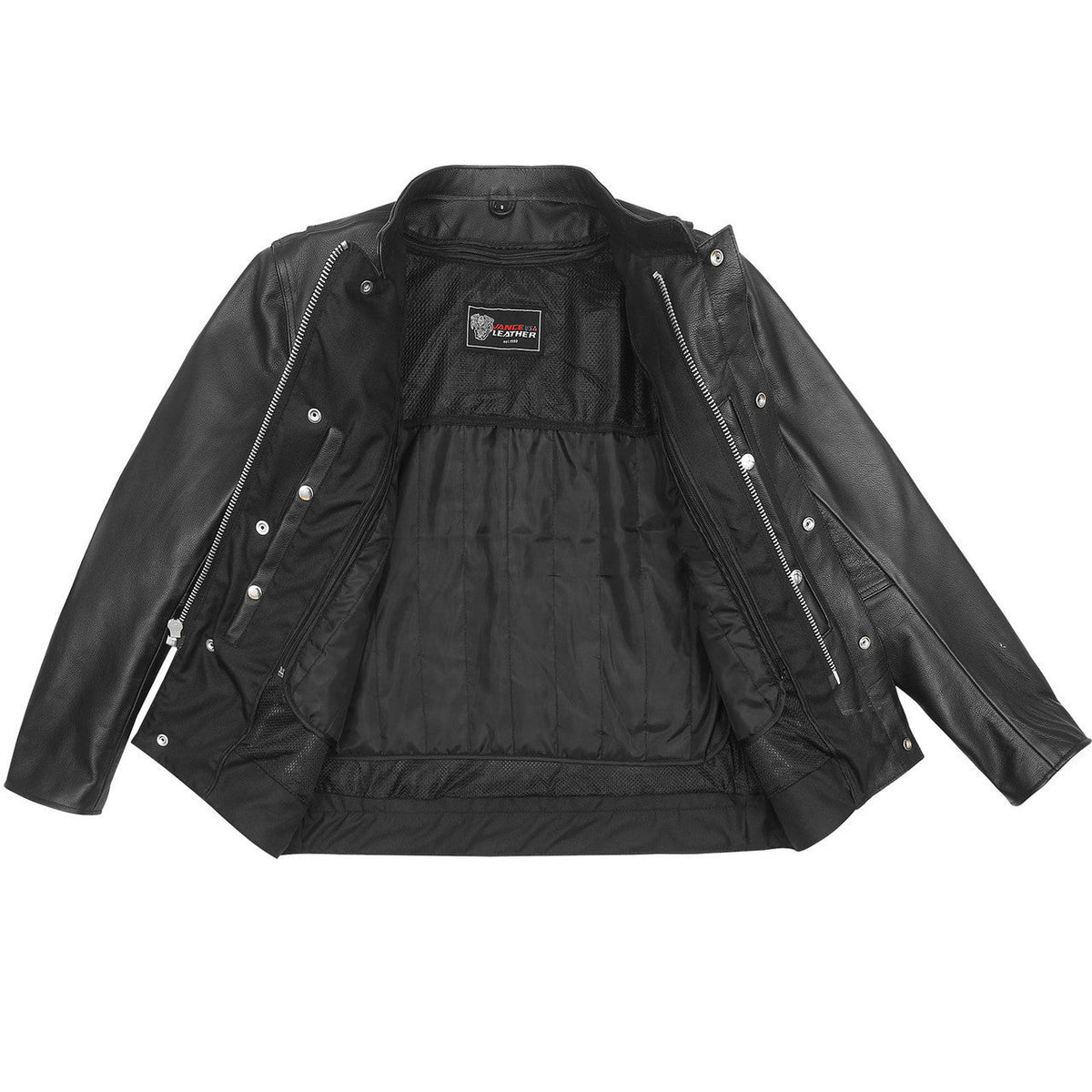 Mens Top Performer Motorcycle Leather Jacket with Double Conceal Carry Pockets