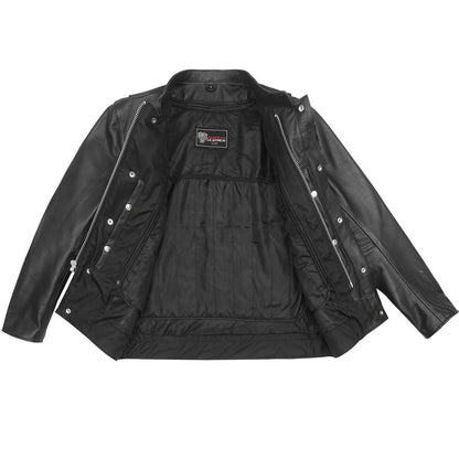 Mens Top Performer Motorcycle Leather Jacket with Double Conceal Carry Pockets