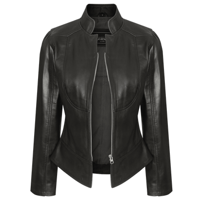 Vance Leathers 'Maya' Ladies Premium Soft Lightweight Black Fitted Motorcycle Leather Jacket