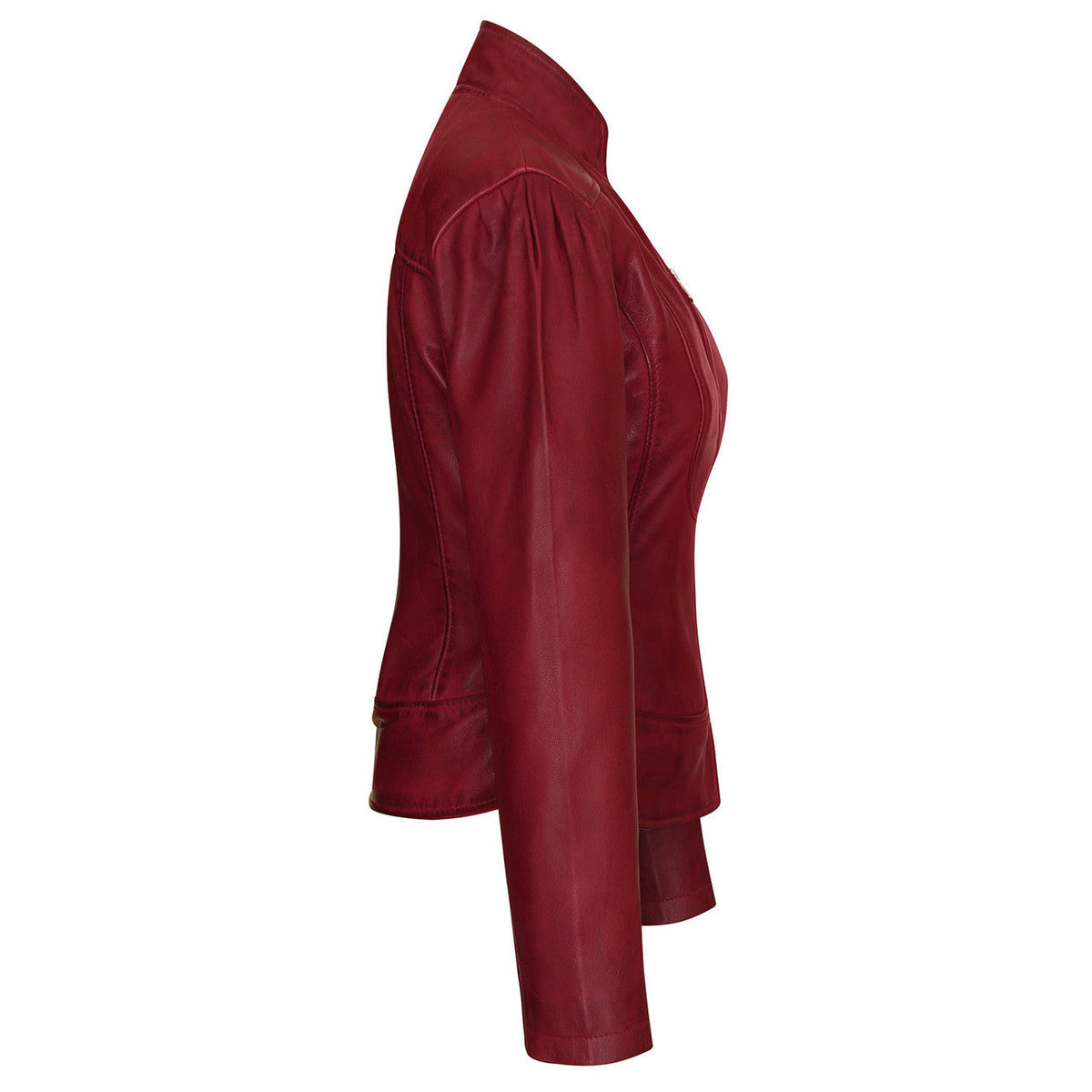 Vance Leathers 'Maya' Ladies Premium Soft Lightweight Burgundy Fitted Motorcycle Leather Jacket