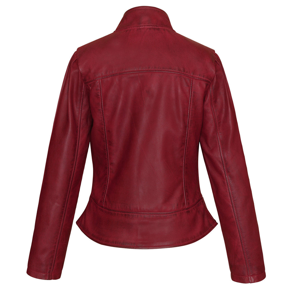 Vance Leathers 'Maya' Ladies Premium Soft Lightweight Burgundy Fitted Motorcycle Leather Jacket