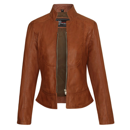 Vance Leathers 'Maya' Ladies Premium Soft Lightweight Brown Fitted Motorcycle Leather Jacket