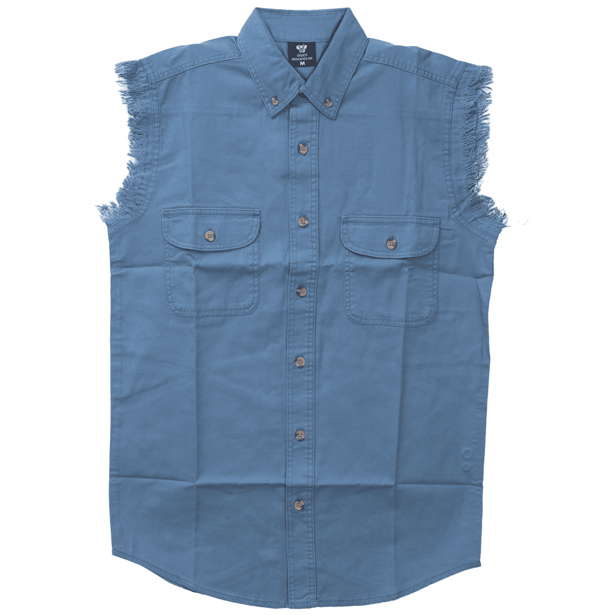 Vance - Men's Biker Motorcycle Light Blue Cut Off Sleeveless Shirt