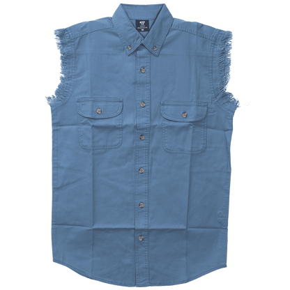 Vance - Men's Biker Motorcycle Light Blue Cut Off Sleeveless Shirt