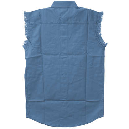 Vance - Men's Biker Motorcycle Light Blue Cut Off Sleeveless Shirt