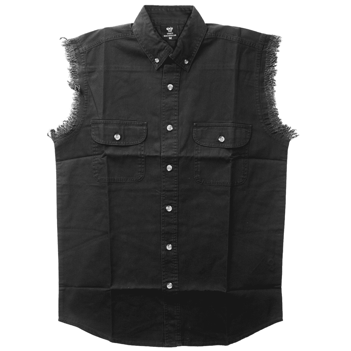 Vance - Men's Biker Motorcycle Black Cut Off Sleeveless Shirt