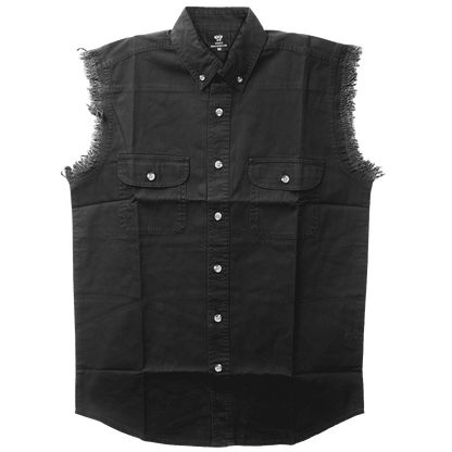 Vance - Men's Biker Motorcycle Black Cut Off Sleeveless Shirt