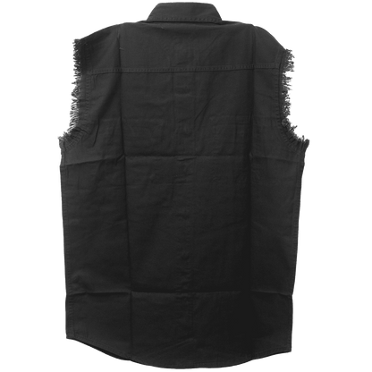 Vance - Men's Biker Motorcycle Black Cut Off Sleeveless Shirt