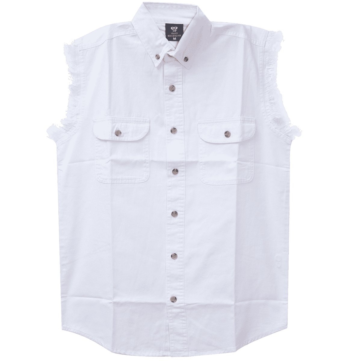 Vance - Men's Biker Motorcycle White Cut Off Sleeveless Shirt