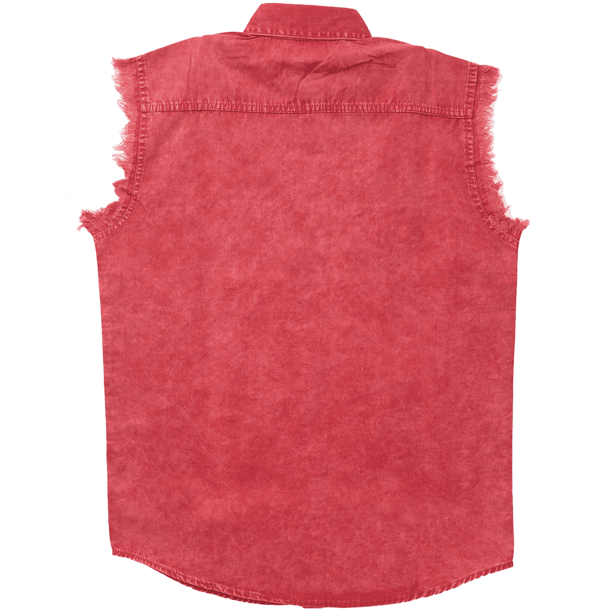 Men's Biker Motorcycle Red Acid Wash Cut Off Sleeveless Shirt