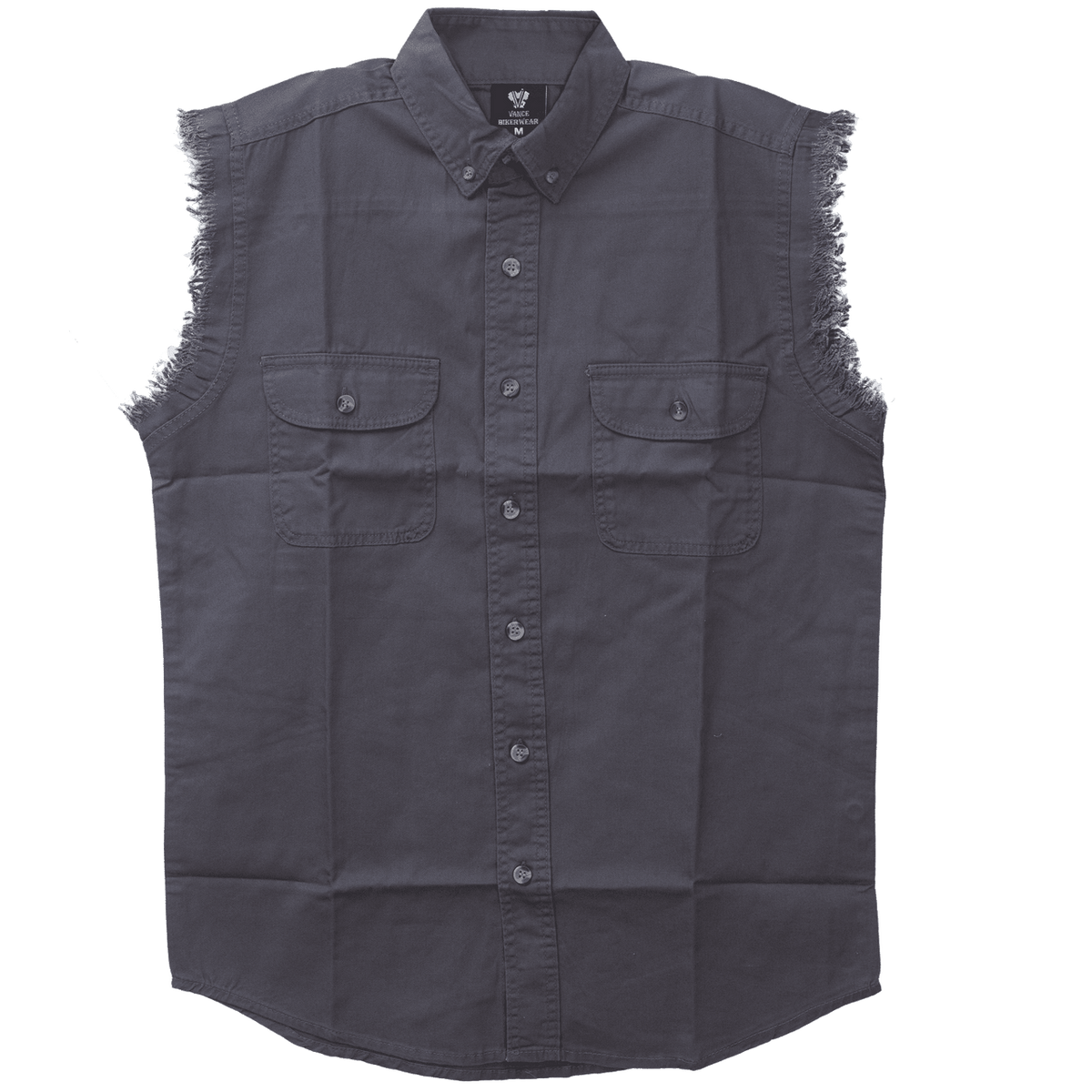Vance Textiles - Men's Biker Motorcycle Charcoal Cut Off Sleeveless Shirt