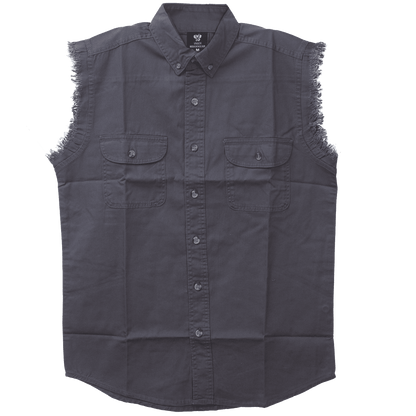 Vance Textiles - Men's Biker Motorcycle Charcoal Cut Off Sleeveless Shirt