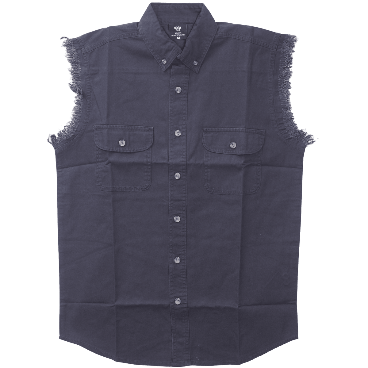 Vance - Men's Biker Motorcycle Dark Blue Cut Off Sleeveless Shirt