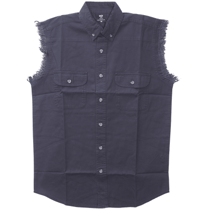 Vance - Men's Biker Motorcycle Dark Blue Cut Off Sleeveless Shirt