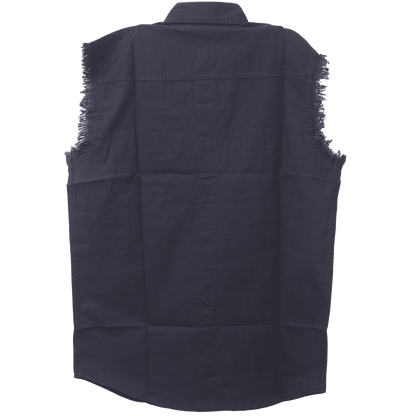Vance - Men's Biker Motorcycle Dark Blue Cut Off Sleeveless Shirt