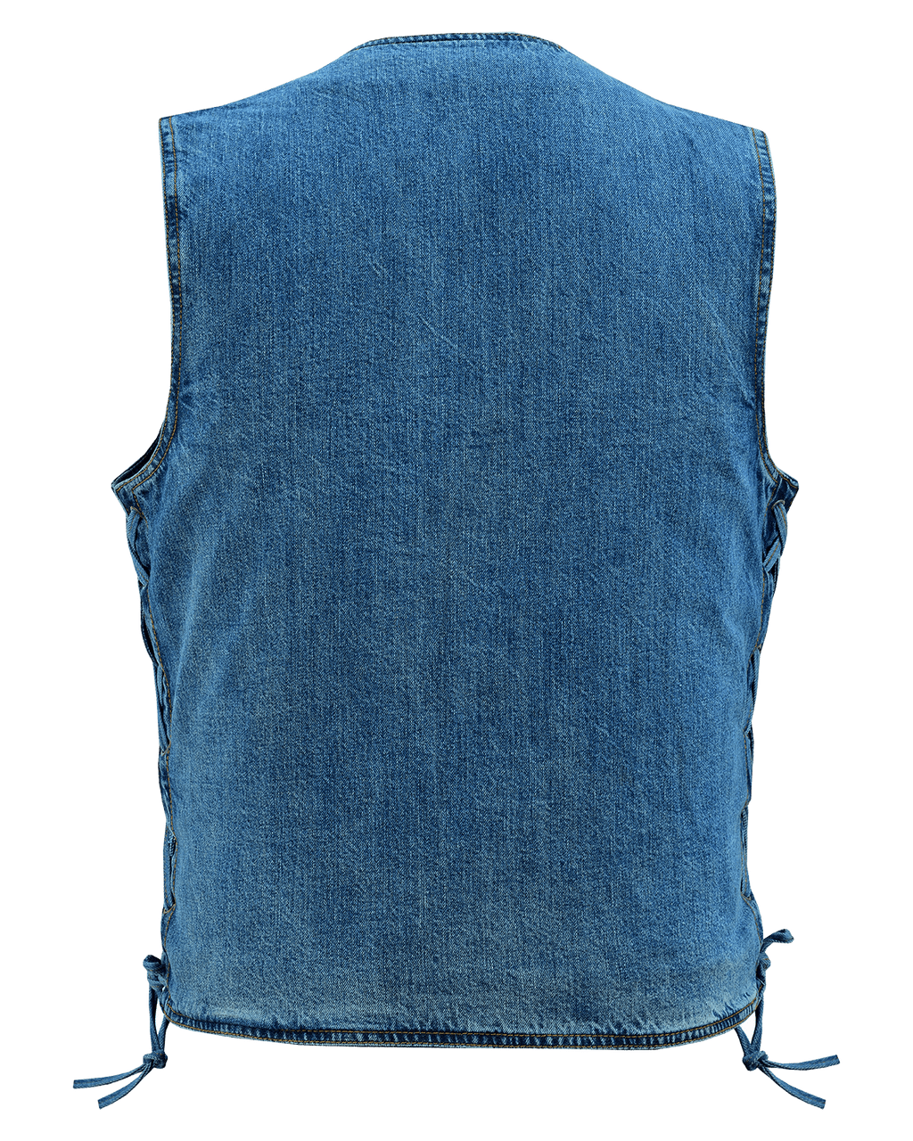 Vance Mens Blue V-Neck Denim Vest for Motorcycle Riders