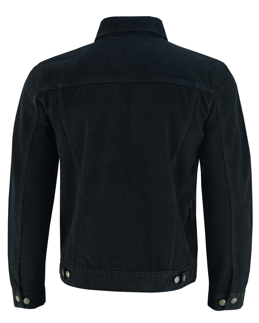 Vance Mens Black Heavy Duty Denim Button Front Motorcycle Jacket, Jean Jacket for Men