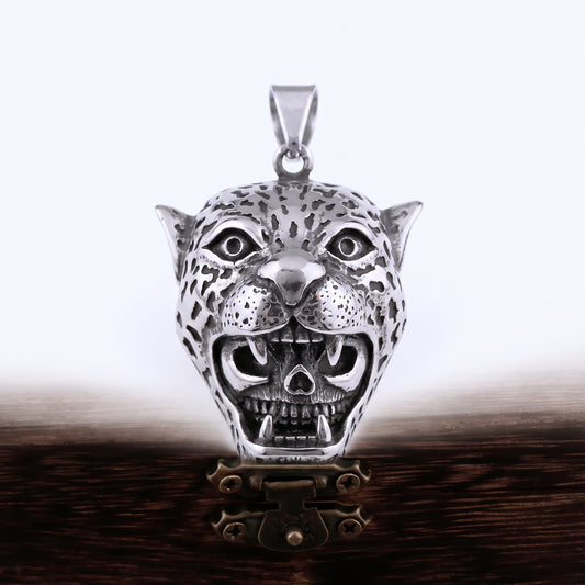 Stainless Steel Biker Ring - 316L Stainless Steel Leopard Skull Neckla