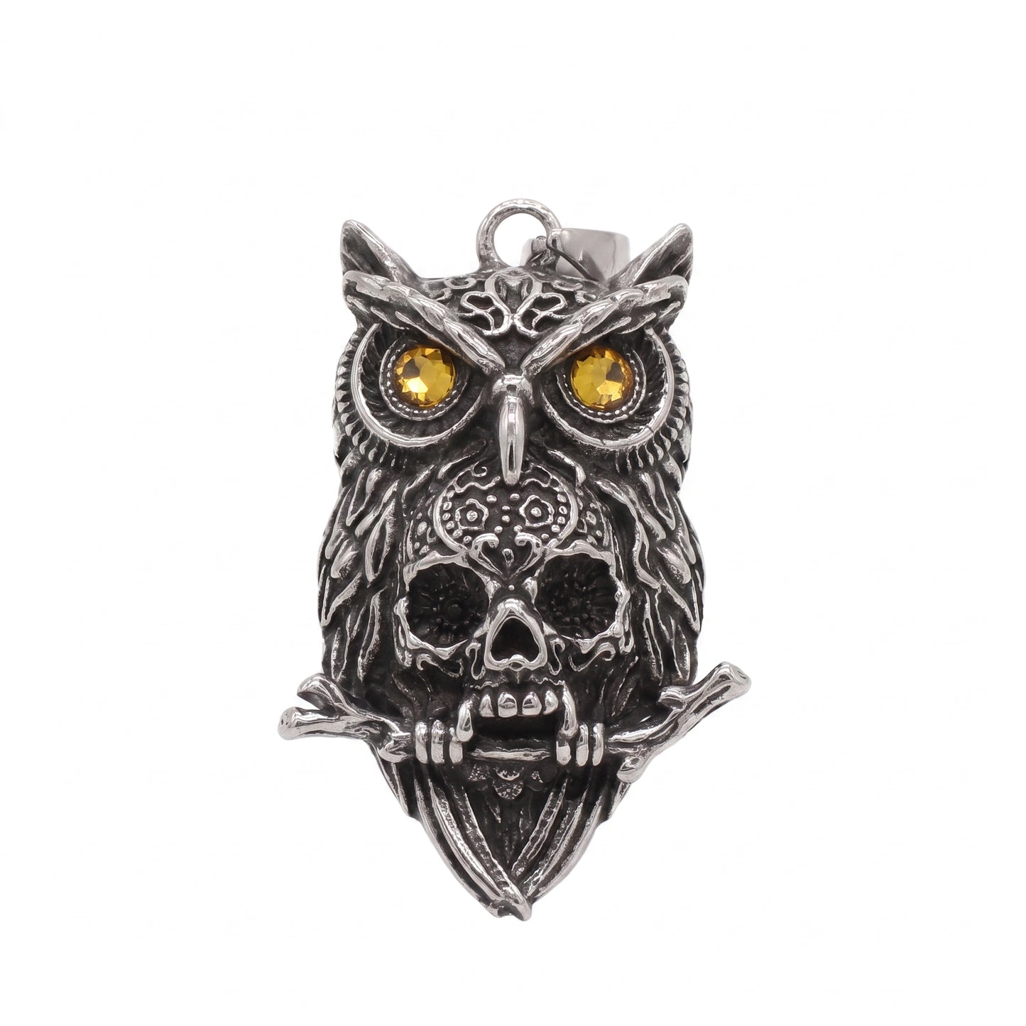 Stainless Steel Biker Ring - Dark Punk Gothic Skull Owl Retro Alloy Pe