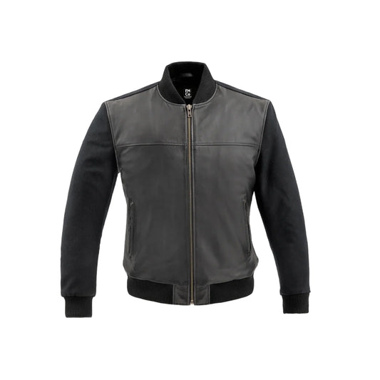 Andre Mens Varsity Leather Jacket Men's Varsity Bomber Jacker FMCo Black XXS