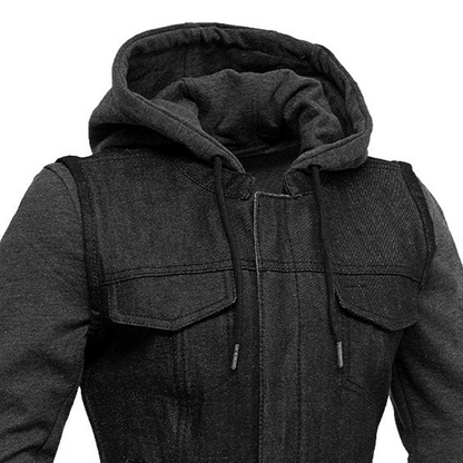 Essex Women's Motorcycle Denim Vest with Removable Sweatshirt Women's Denim Vest Vests