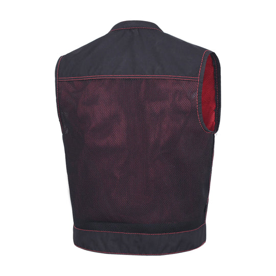 First Manufacturing Lowrider - Men's Motorcycle Moto Mesh Vest, Black/Red