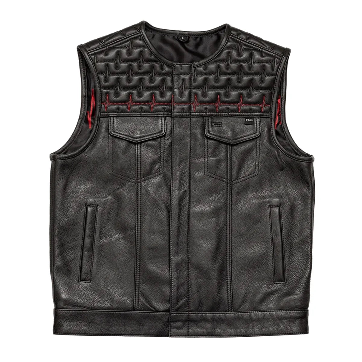 EKG Men's Leather Motorcycle Vest (Limited Edition) Factory Customs First Manufacturing Company