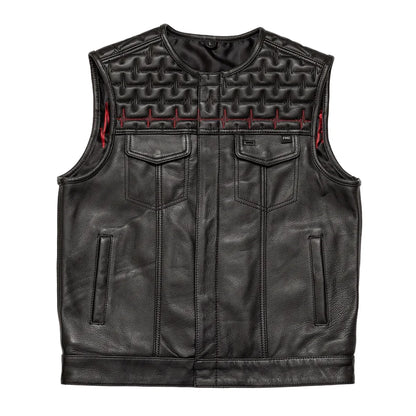 EKG Men's Leather Motorcycle Vest (Limited Edition) Factory Customs First Manufacturing Company