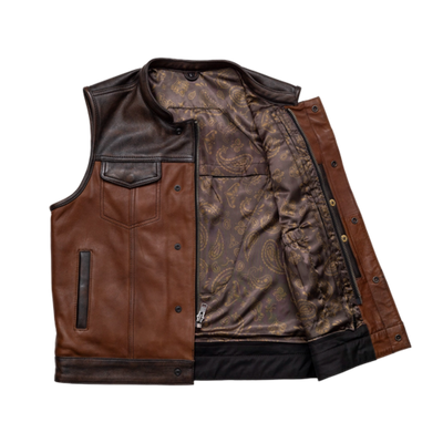 First Manufacturing Gunner - Men's Leather Motorcycle Vest, Cognac