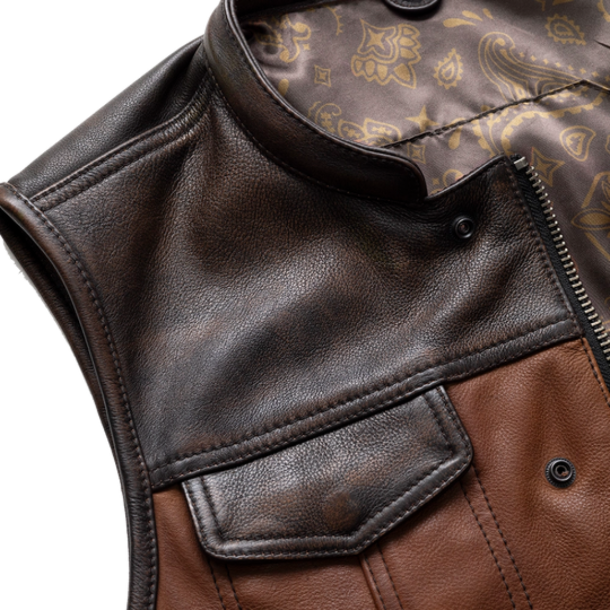 First Manufacturing Gunner - Men's Leather Motorcycle Vest, Cognac