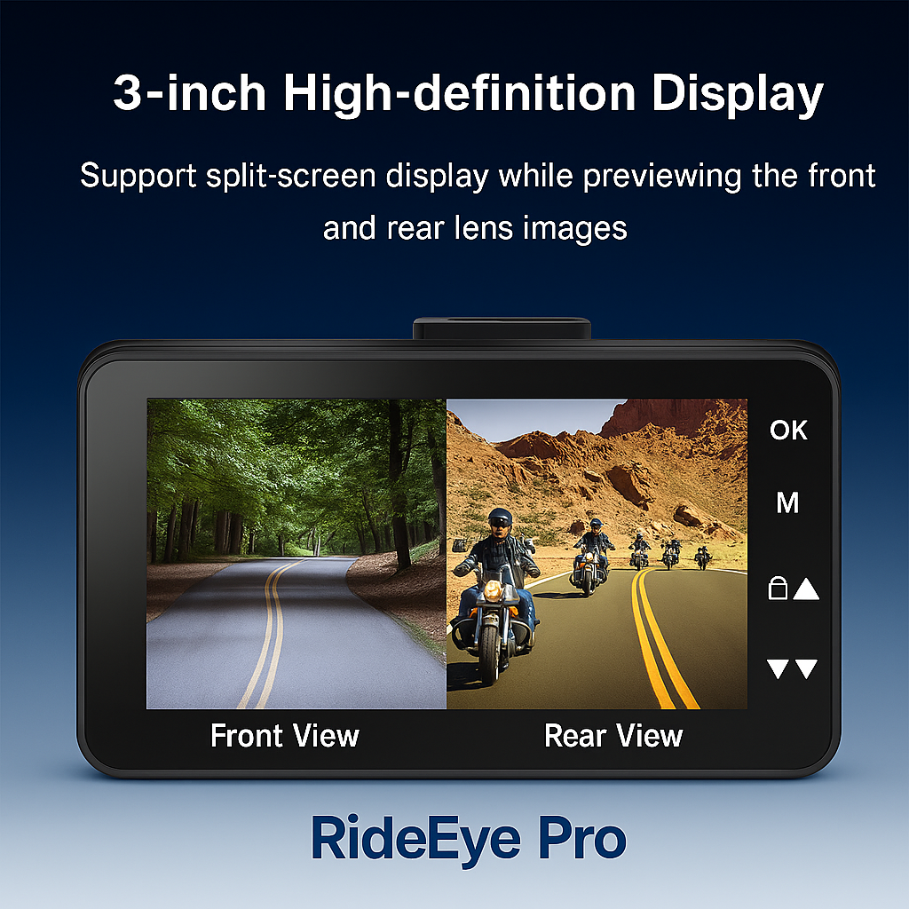 Motorcycle Black Dual Lens Dash Cam Video Recorder 3 Inch HD 1080P + Free sd card