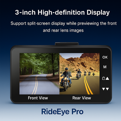Motorcycle Black Dual Lens Dash Cam Video Recorder 3 Inch HD 1080P + Free sd card