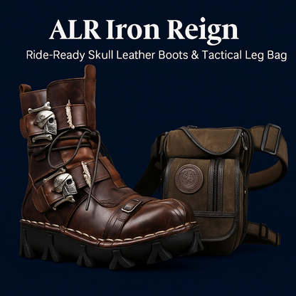 Wide-Fit Iron Reign Skull Boots + Free Leg Bag