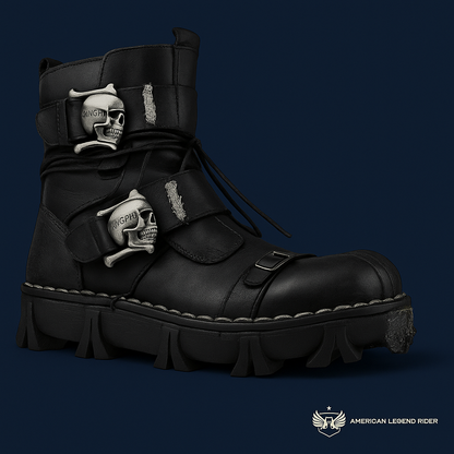 Wide-Fit Iron Reign Skull Boots + Free Leg Bag