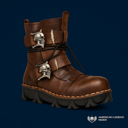 Wide-Fit Iron Reign Skull Boots + Free Leg Bag