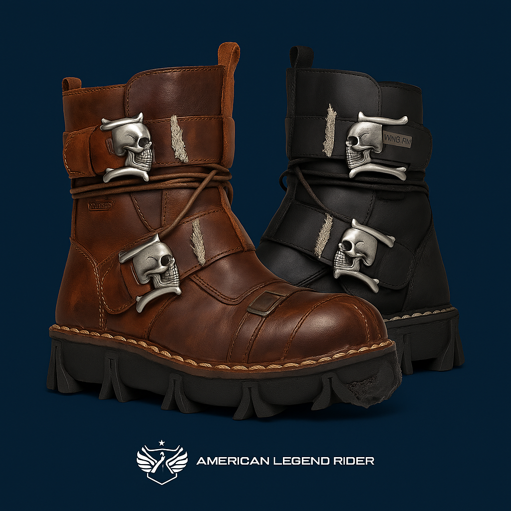 Wide-Fit Iron Reign Skull Boots + Free Leg Bag