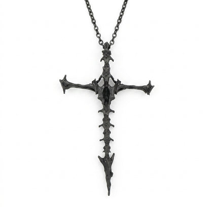 Stainless Steel Biker Ring - Diablo Skull Skeleton Cross Pendant Neckl