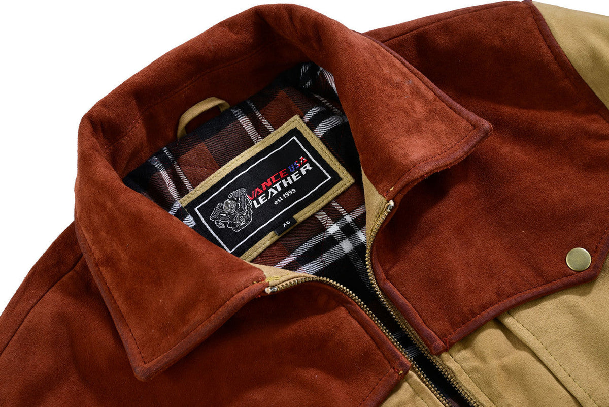 Men's Western Goat Suede Two-Tone Leather Jacket