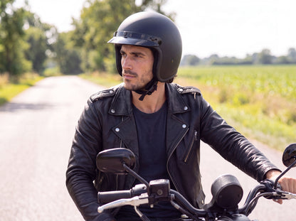 Detour Helmets D.O.T. Flat Black 3/4 Helmet for Motorcycle Riders with Visor
