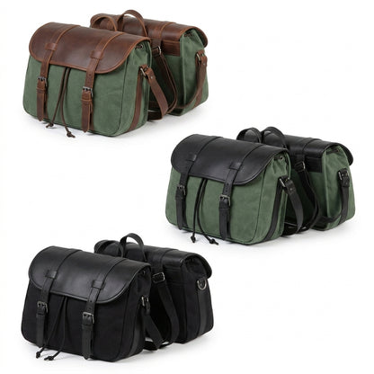 Leather Motorcycle Bag - Motorcycle Saddlebag Luggage Bags Waterproof