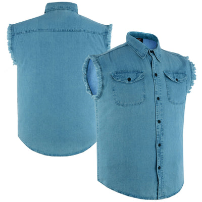 DM Men's Blue Lightweight Sleeveless Denim Shirt